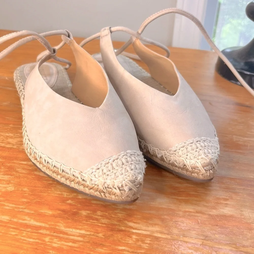 Schutz Liba Ankle-Tie Leather Espadrille Flats